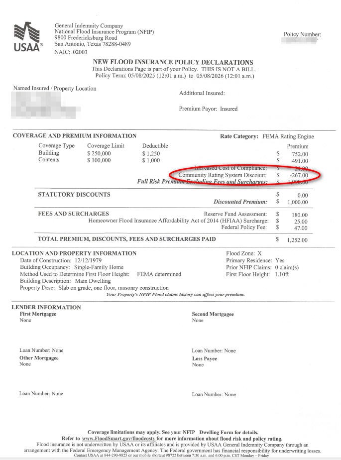 Community Rating System Discount on your Flood Insurance Policy
